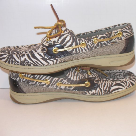 Sperry Top Sider Women's 7.5M Boat Deck Shoes Zebra Animal Print Brown Beige - Picture 12 of 14